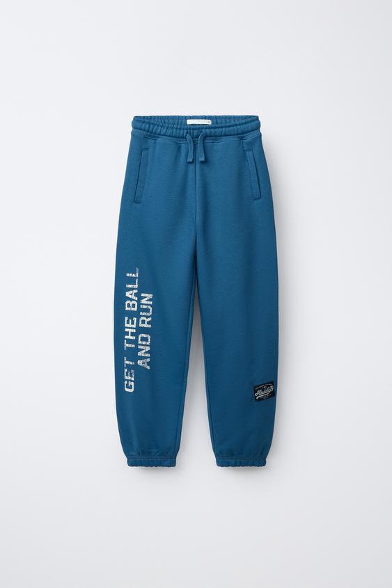 JOGGER TROUSERS WITH TEXT AND LABEL - Bluish by Zara - Image 0