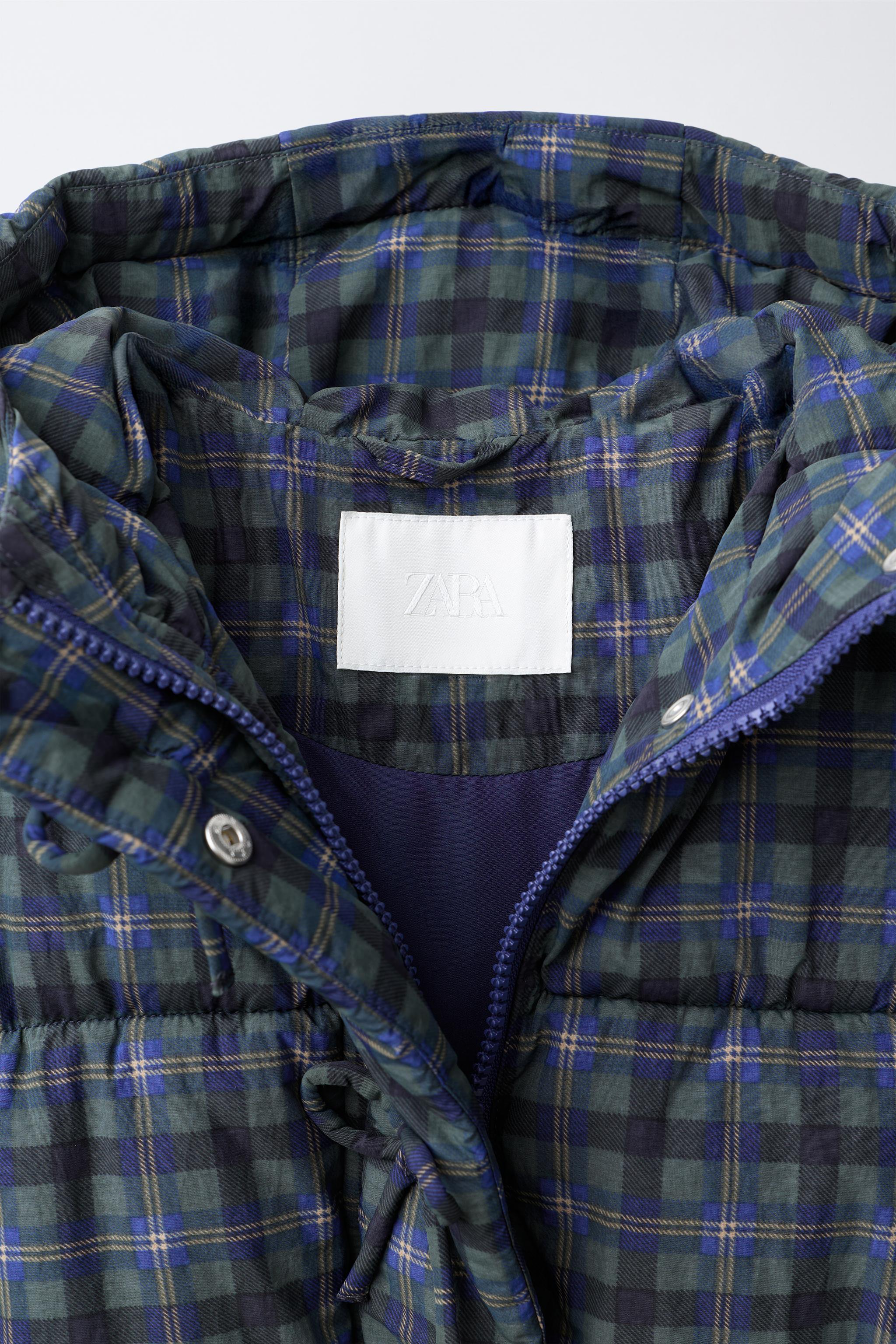 QUILTED WATER-REPELLENT PLAID RIBBON COAT