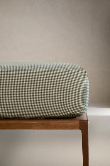 PRZEŚCIERADŁO SPODNIE DZIECIĘCE Z FLANELI W KRATKĘ VICHY - Zielonkawy Zara