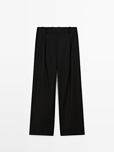 Zara Pleated extra fine wool trousers - Black