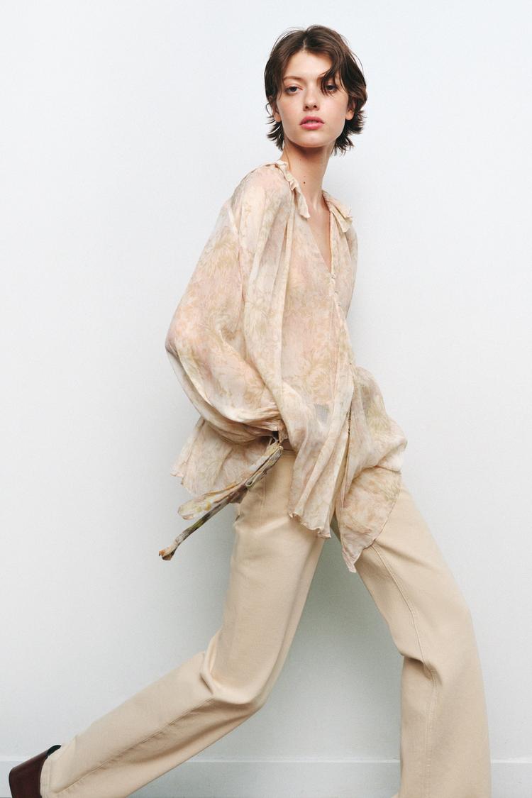 Camisas Zara Blusa Estampada Flores Zara CAMISA ESTAMPADA FLORES