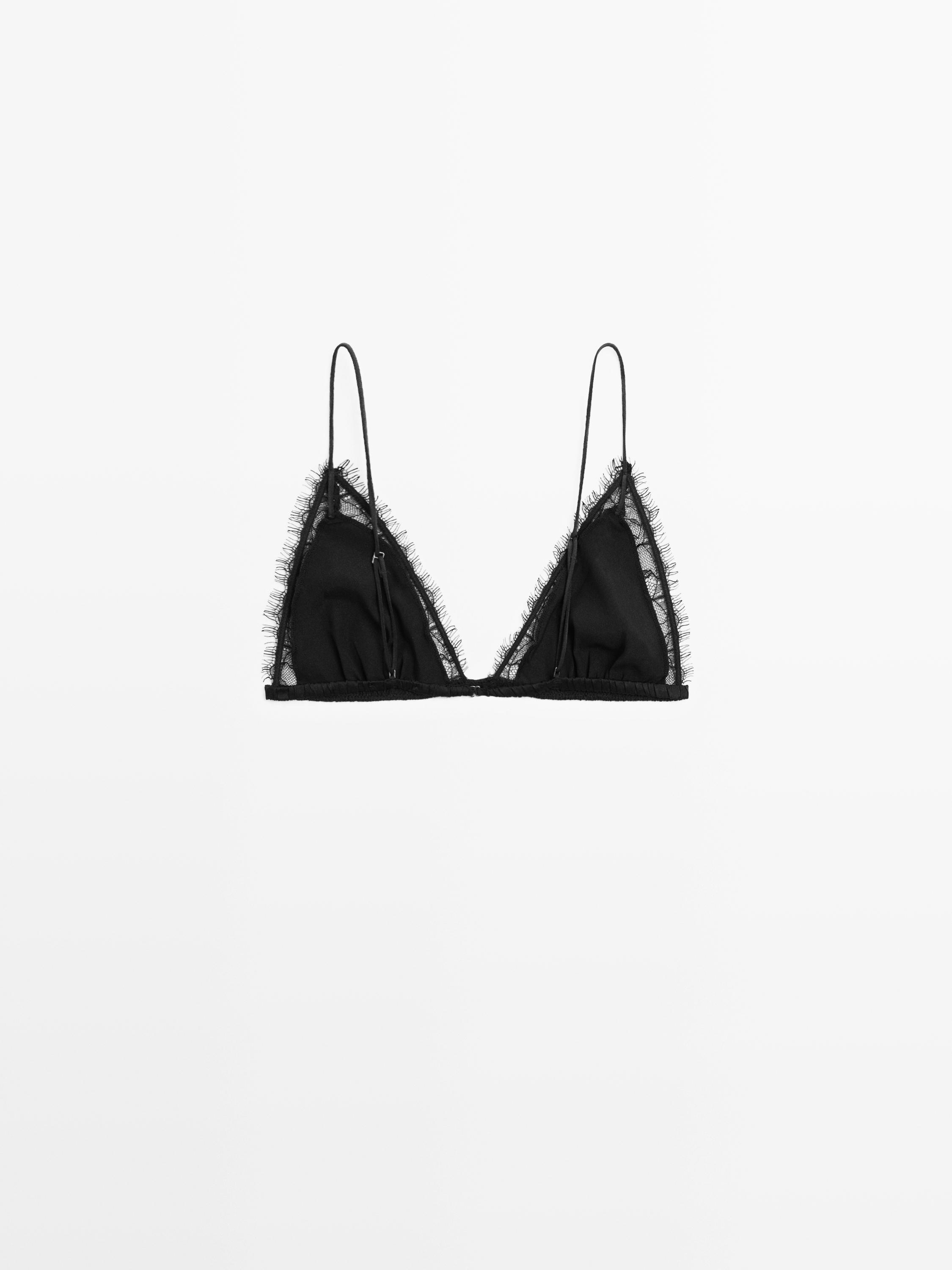 Silk and lace triangle bralette