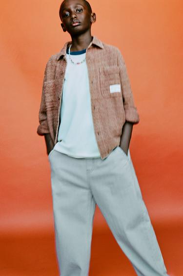 JEANS BALLOON JACQUARD - Azul de Zara