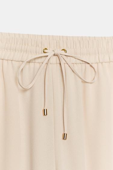 PANTALON FLUIDE À TAILLE ÉLASTIQUE - Beige de Zara - Image 7