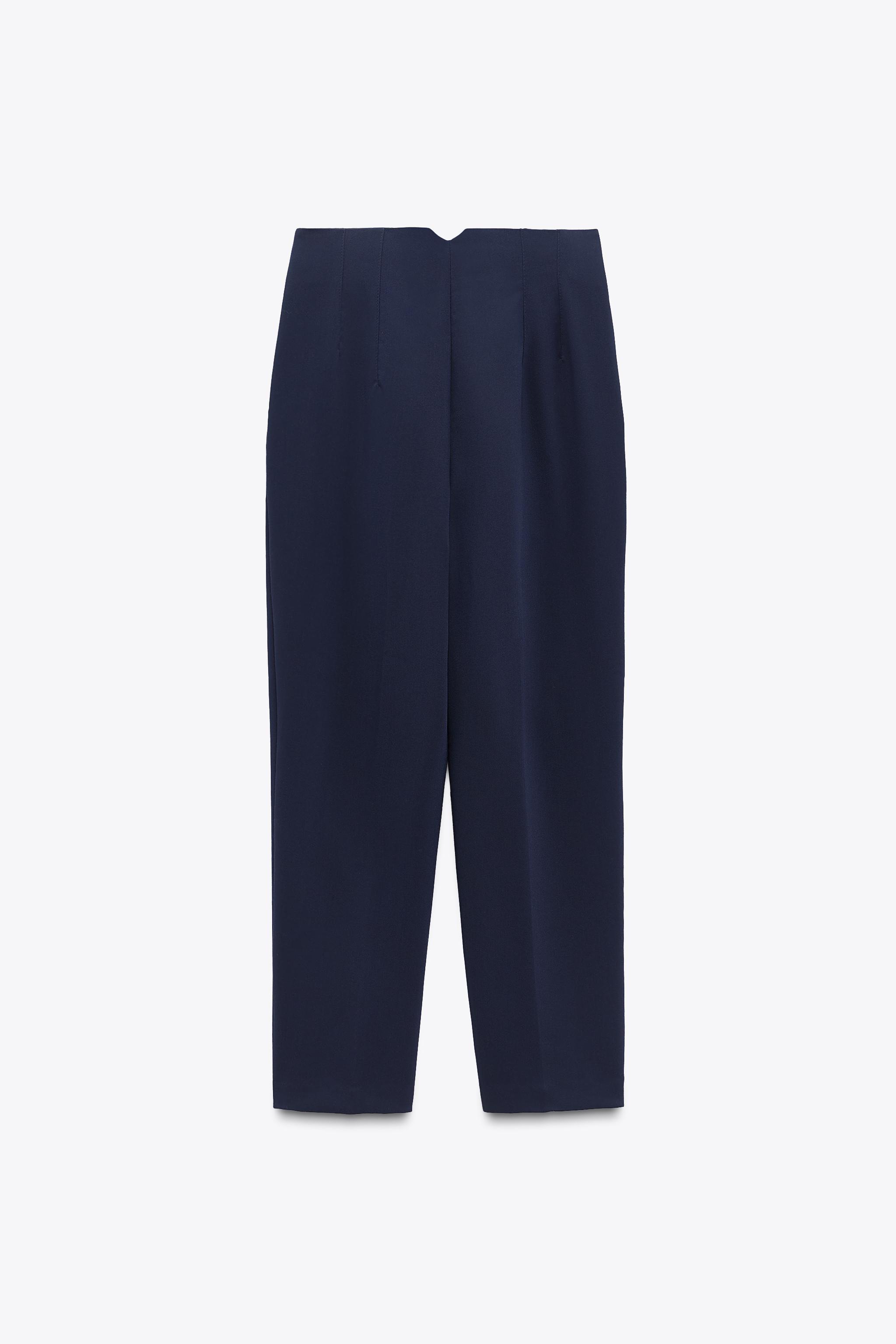 PANTALONI A VITA ALTA Blu Marino ZARA Italia Italy