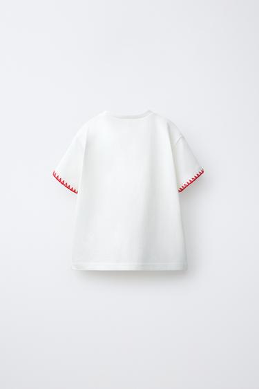 T-SHIRT BRODÉ - Blanc de Zara - Image 1