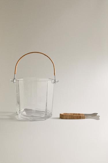 GLASS ICE BUCKET AND TONGS SET - Transparent by Zara - Image 0