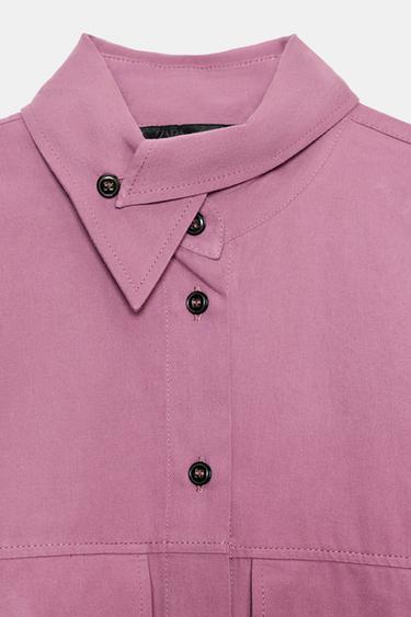 OVERSIZE HIGH-NECK SHIRT - Mauve by Zara - Image 9