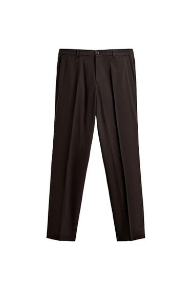 WOOL SUIT TROUSERS - Brown by Zara