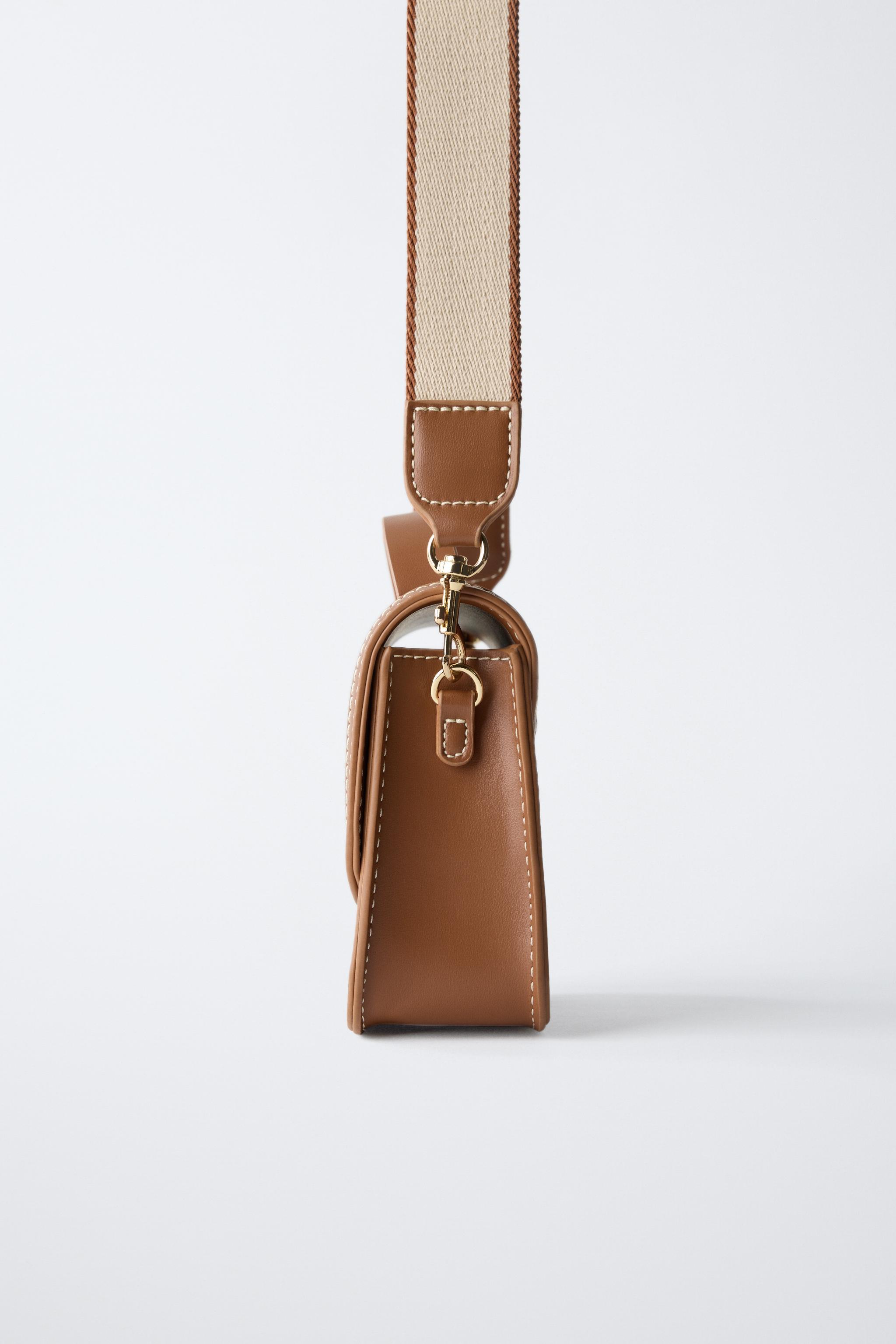アメリカ通販ファッション フラップ・バンド付きミニショルダーバッグ - ブラウン | ZARA バッグ