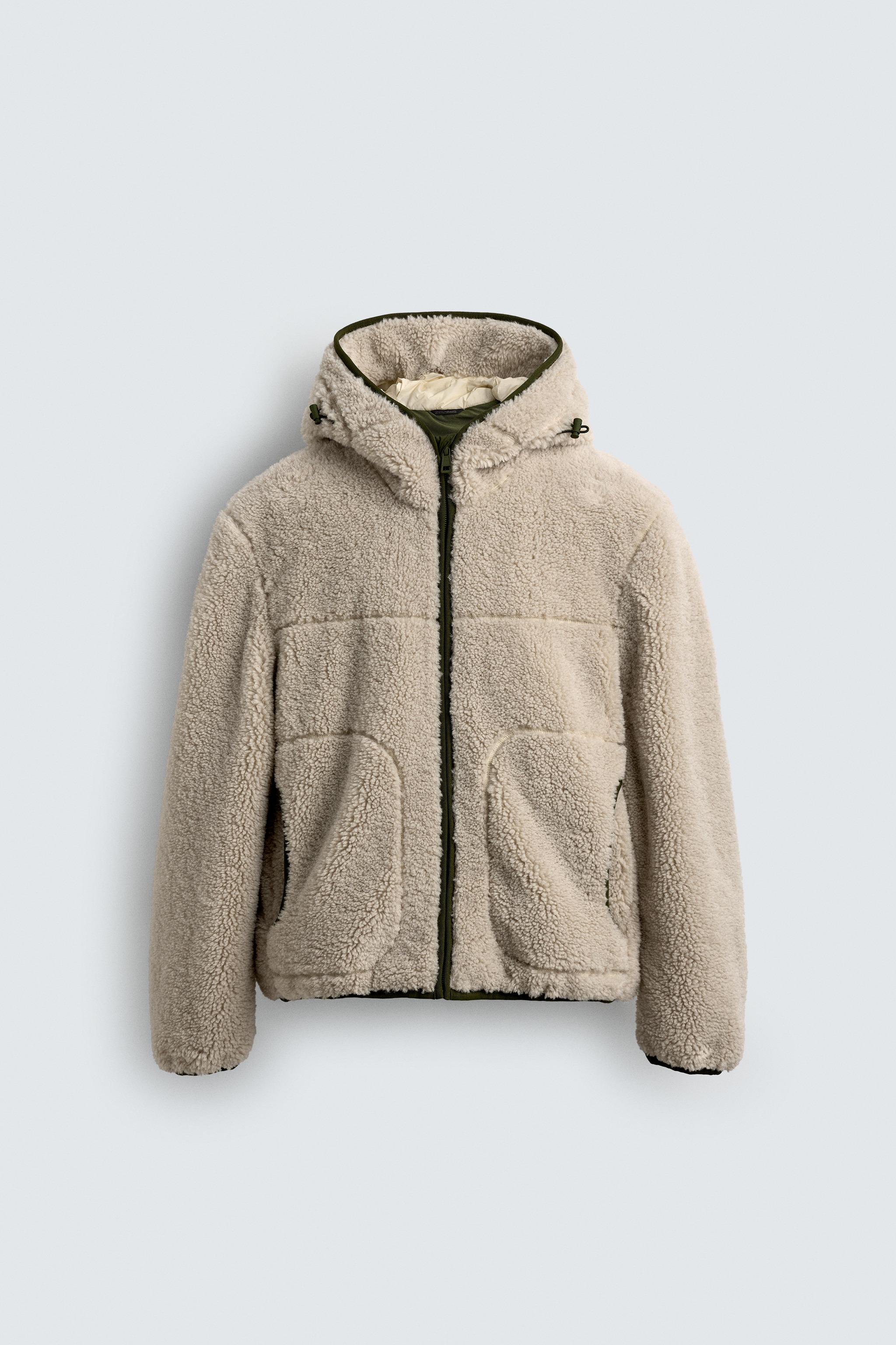 フェイクシープスキンコントラストジャケット - オフホワイト | ZARA