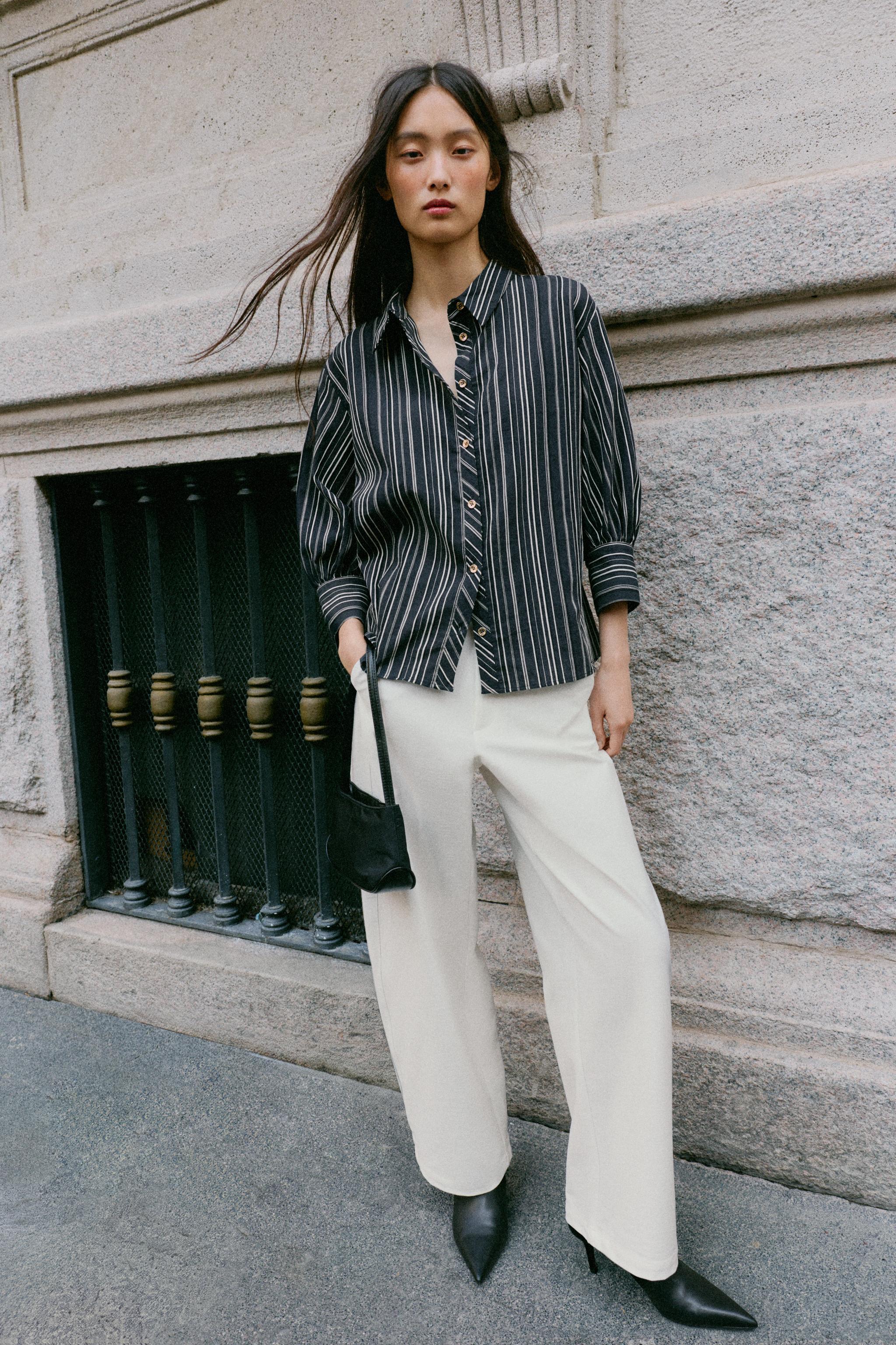 STRIPED THREE-QUARTER SLEEVE SHIRT