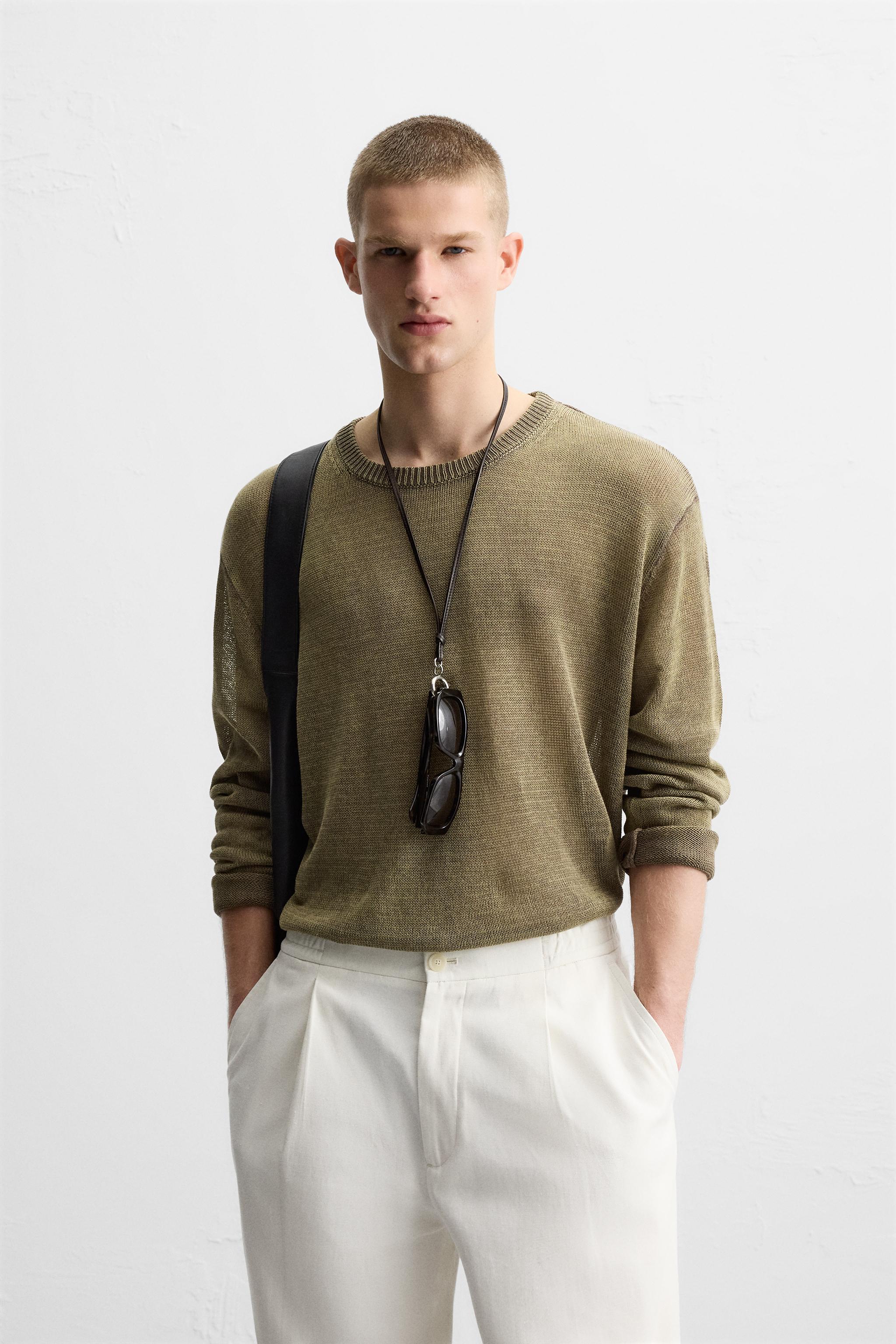 SEMI-SHEER RELAXED FIT SWEATER - Khaki | ZARA United States