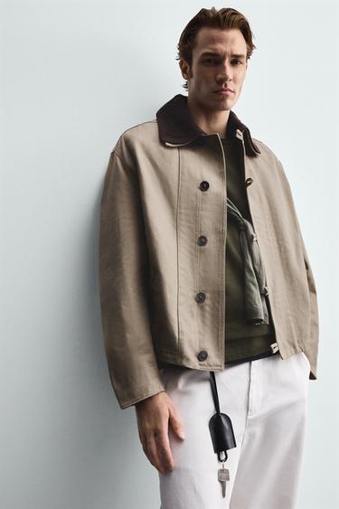 CONTRAST CROCHET COLLAR JACKET - camel by Zara