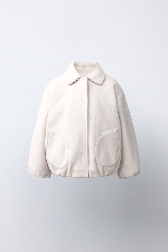 WAVY TRIM BOMBER JACKET - Ecru by Zara - Image 0