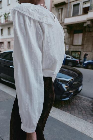 CHEMISE ROMANTIQUE À VOLANTS - Blanc cassé de Zara - Image 2
