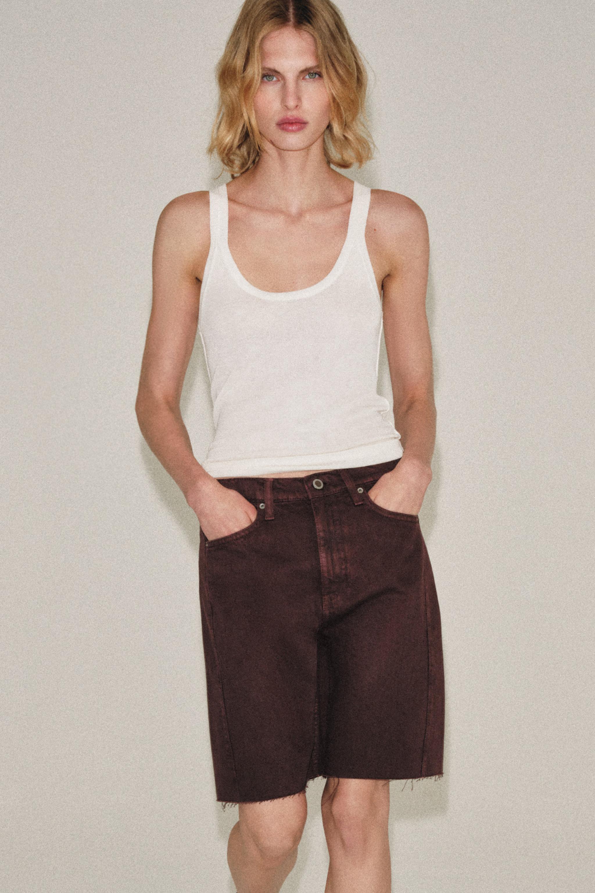 Zara ZW COLLECTION RELAXED FIT ORTA BEL DENIM BERMUDA