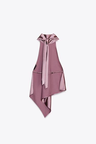 SATIN HALTER TOP - Pale pink by Zara - Image 5
