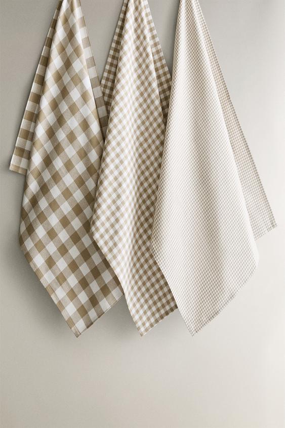 LOT DE 3 TORCHONS CUISINE FIL TEINTÉ - Beige de Zara - Image 0