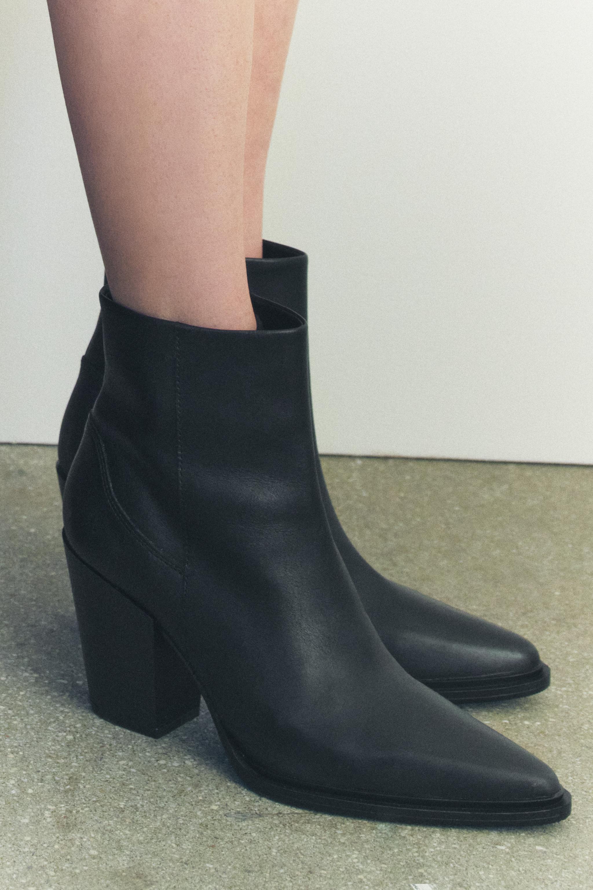 Leather heeled ankle fashion boots zara