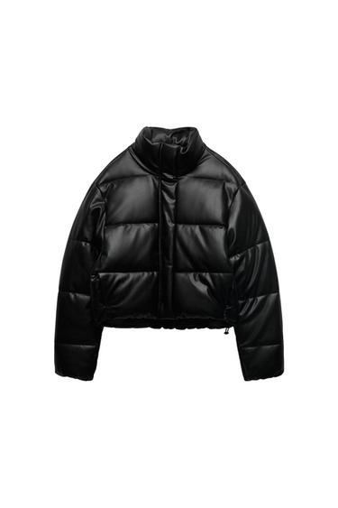FAUX LEATHER PUFFER JACKET