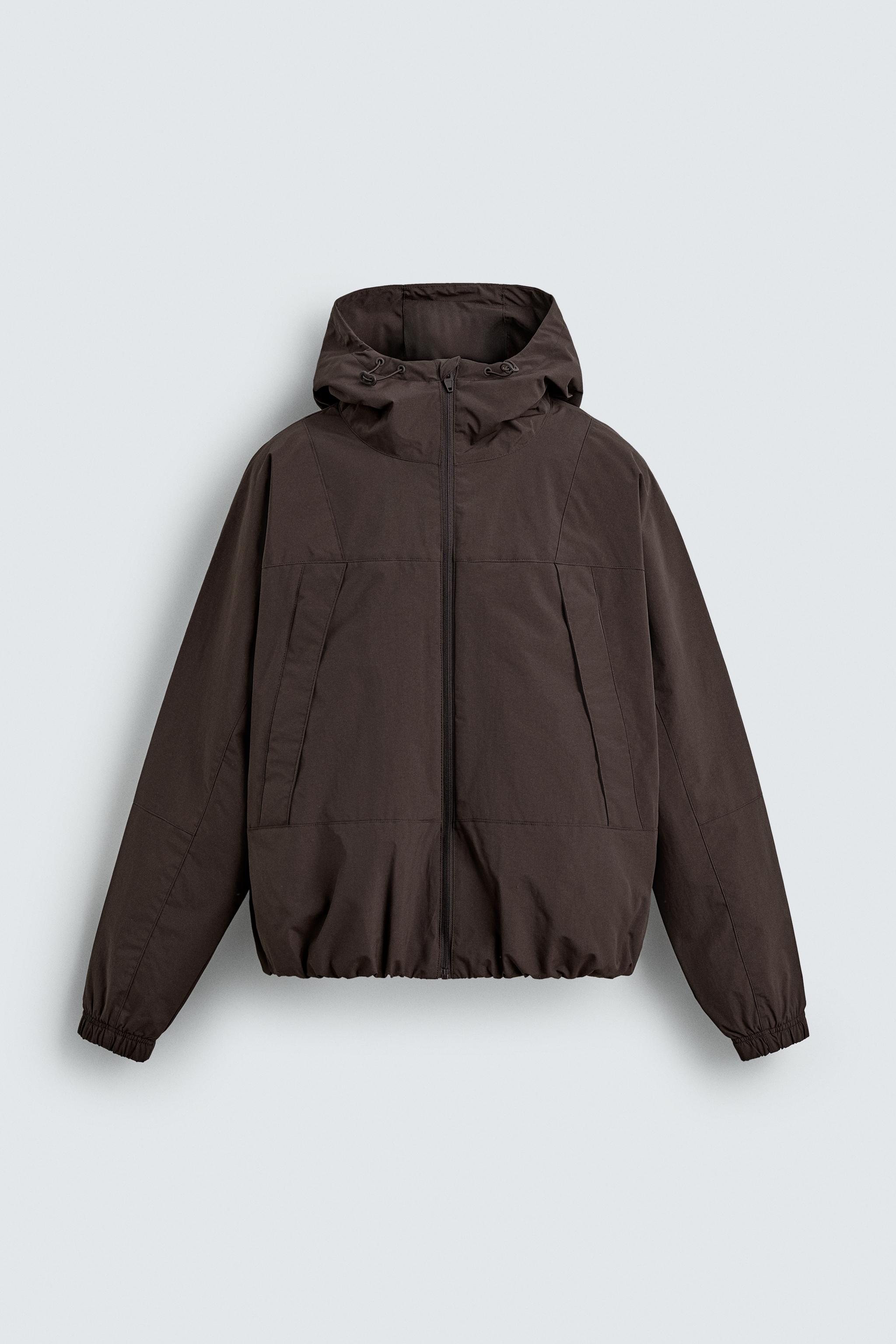 撥水加工入りテクニカルフリースコンビジャケット - ブラウン | ZARA