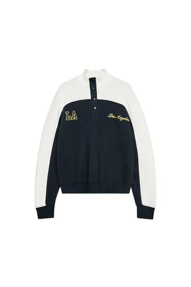 KOMBINIERTES SWEATSHIRT AUS TRIKOTSTOFF - Marineblau von Zara