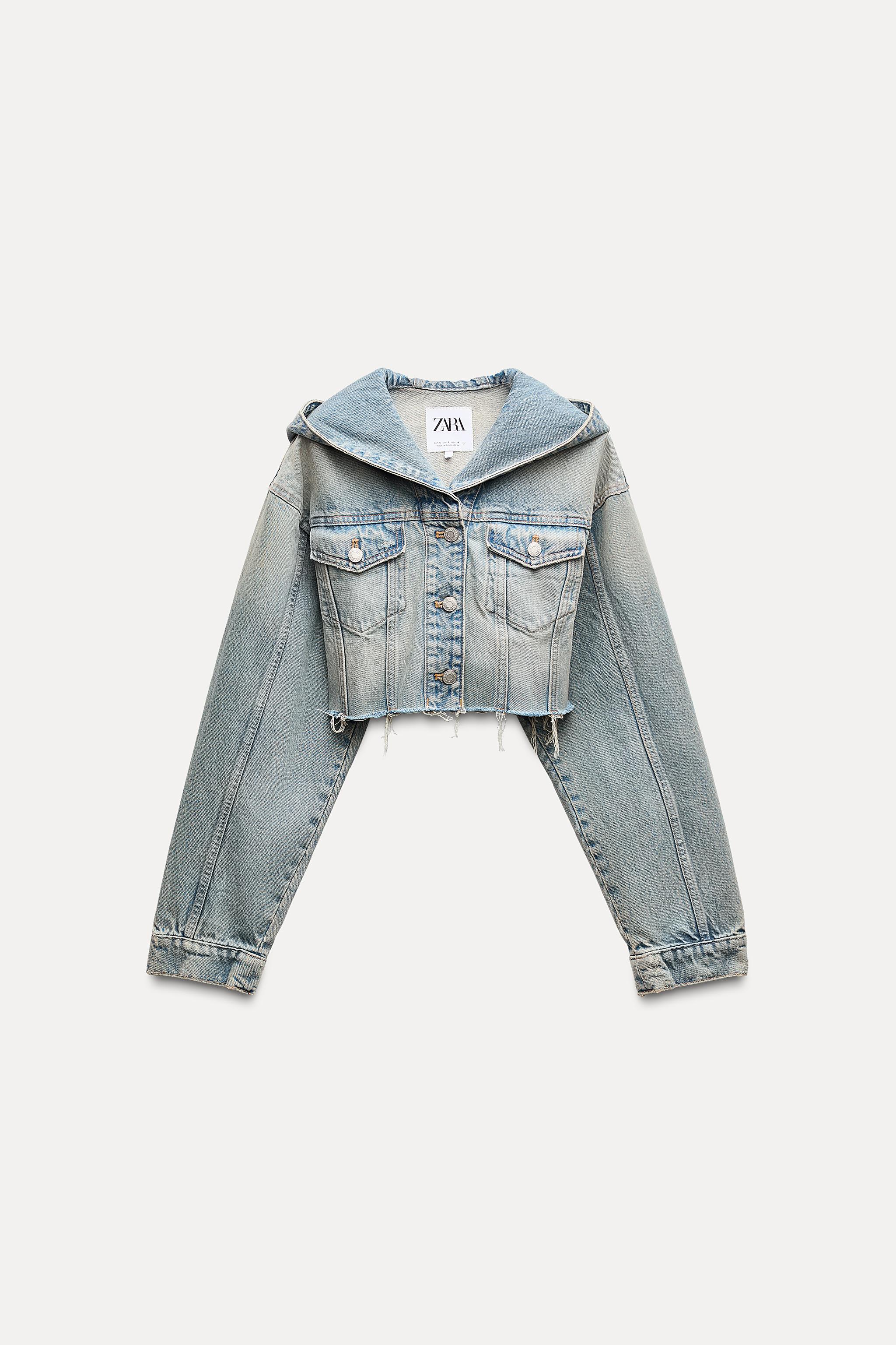 Zara Quilted Crop Denim Bomber outlet Jacket