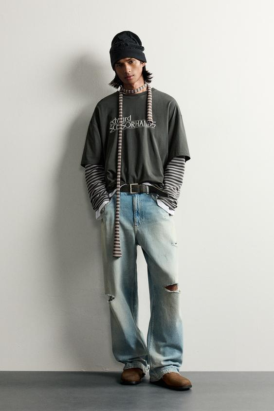 EDWARD SCISSORHANDS T-SHIRT MIT STREIFEN - Dunkelgrau von Zara - Bild 0