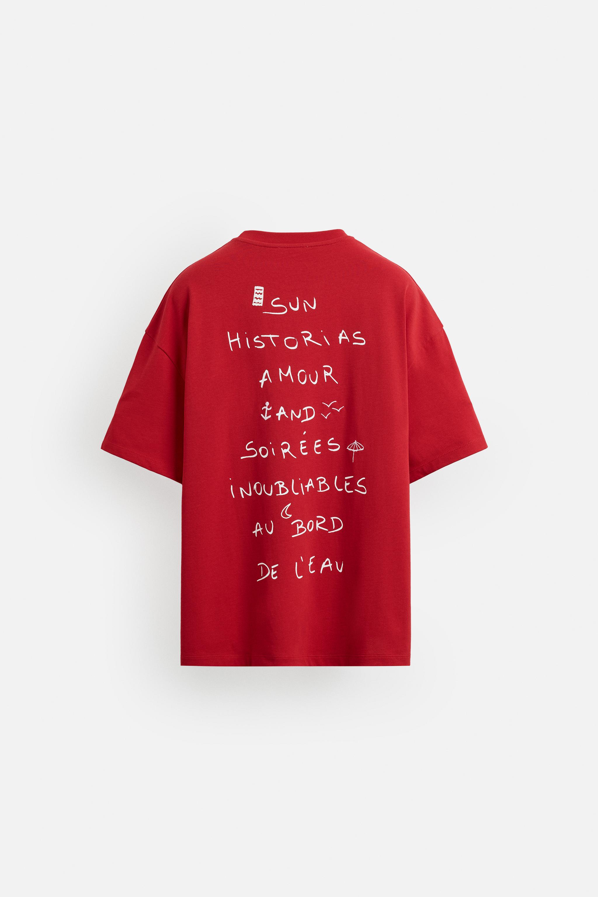 ★ドイツ発*ZARA*新作*SLOGAN プリントリンガーTシャツ/RED★ 04805653600-e1.jpg?ts=