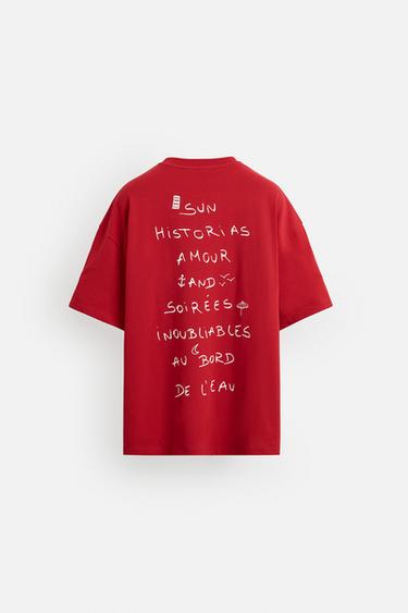 SLOGAN PRINT T-SHIRT - Red by Zara - Image 7