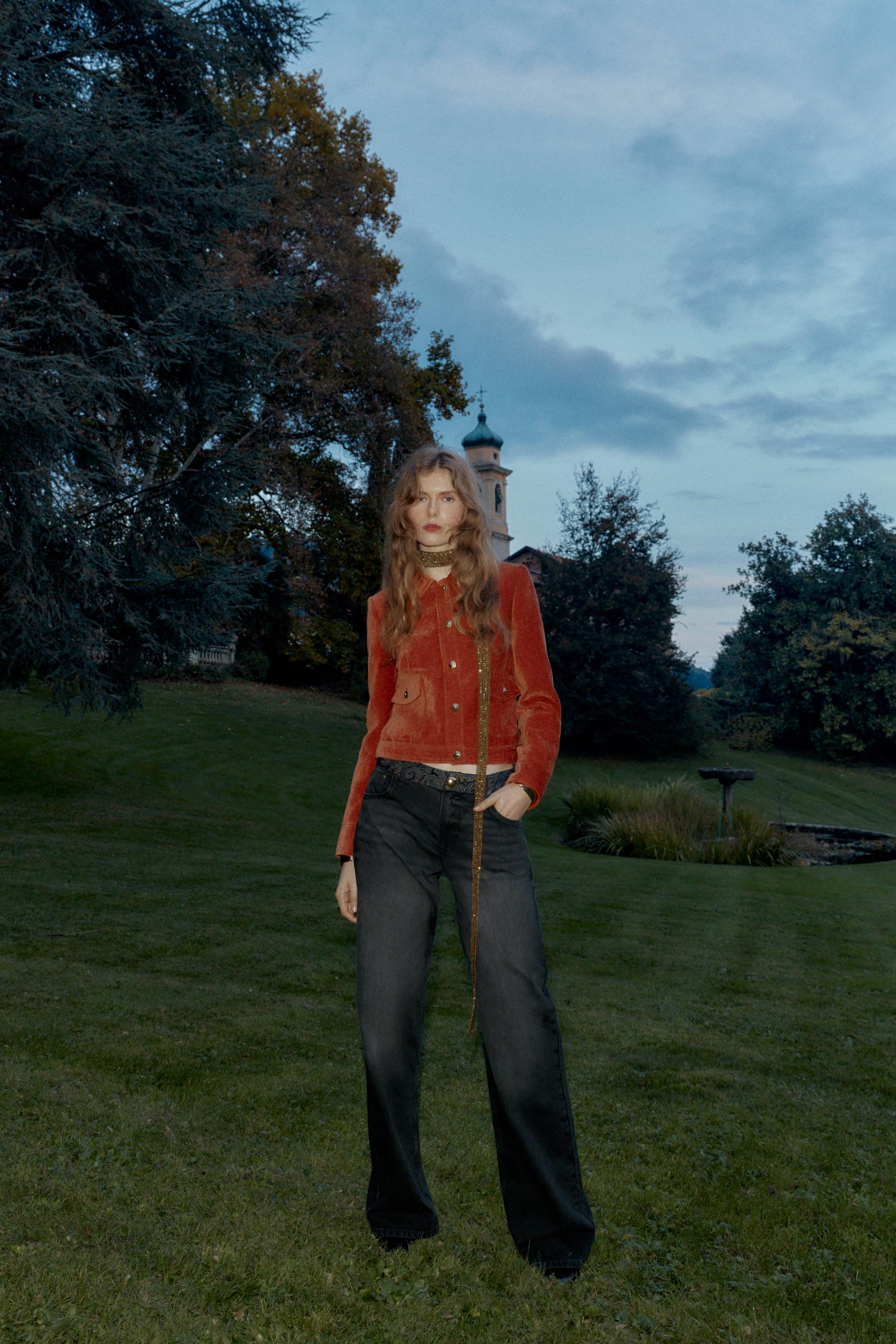 VELVET JACKET WITH SHOULDER PADS - Burnt orange | ZARA United States