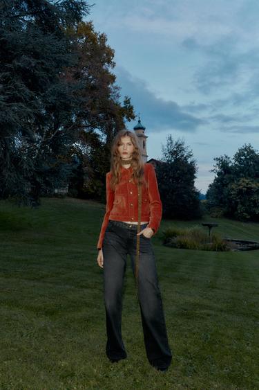 VELVET JACKET WITH SHOULDER PADS - Burnt orange by Zara