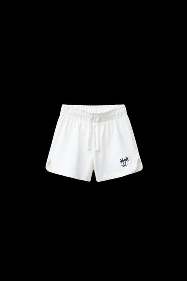 Zara PALM TREE EMBROIDERY SHORTS - Ecru - Image 0