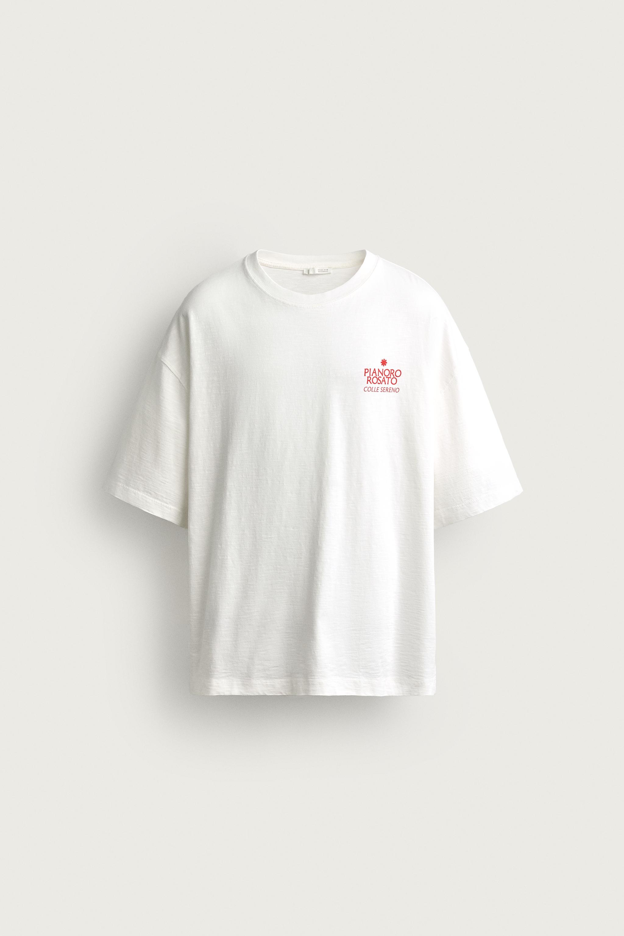Zara KONTRAST DESENLİ RELAXED FIT T-SHIRT görsel 6