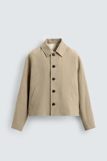 CROPPED FIT 100% LINEN OVERSHIRT - LIMITED EDITION - camel by Zara