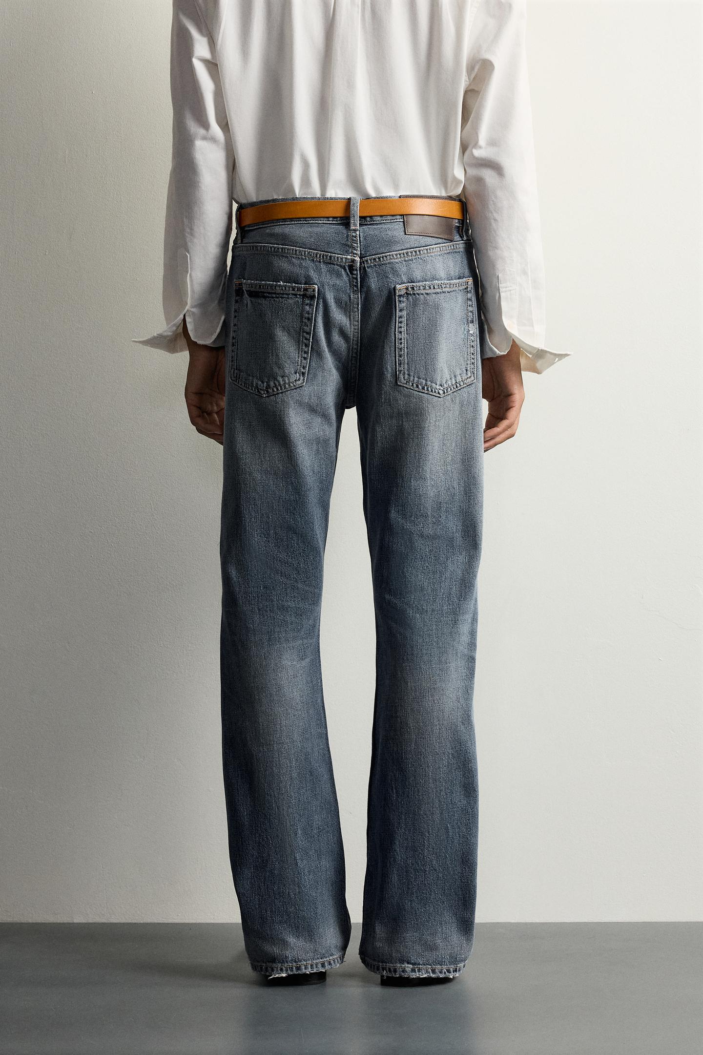 Мужские джинсы Zara Distressed Flare Fit, цвет: Синий — фото 3
