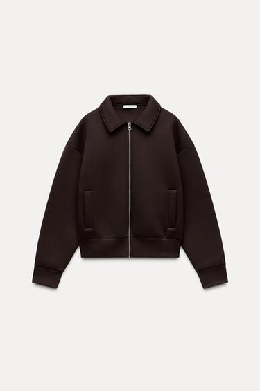 BLOUSON BOMBER EFFET SCUBA - Marron foncé de Zara - Image 4