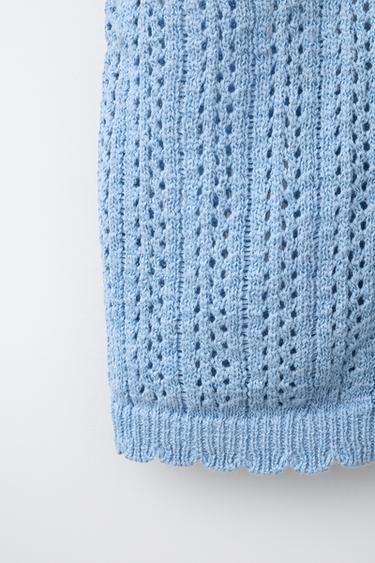 POINTELLE KNIT TOP - Sky blue by Zara - Image 3
