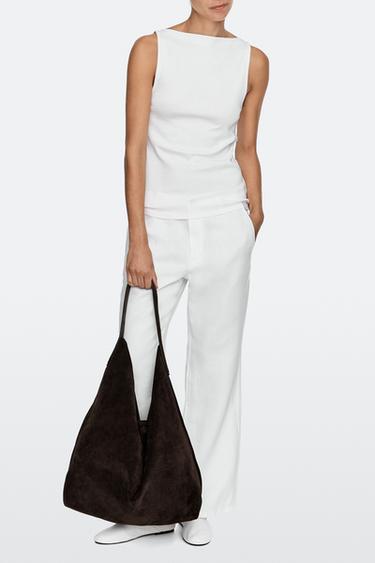 Maxi split suede leather shoulder bag — Chocolate 2