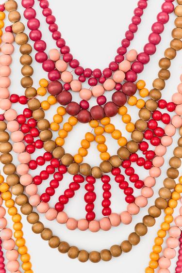 WOODEN BEAD CASCADE NECKLACE - Pink by Zara - Image 2