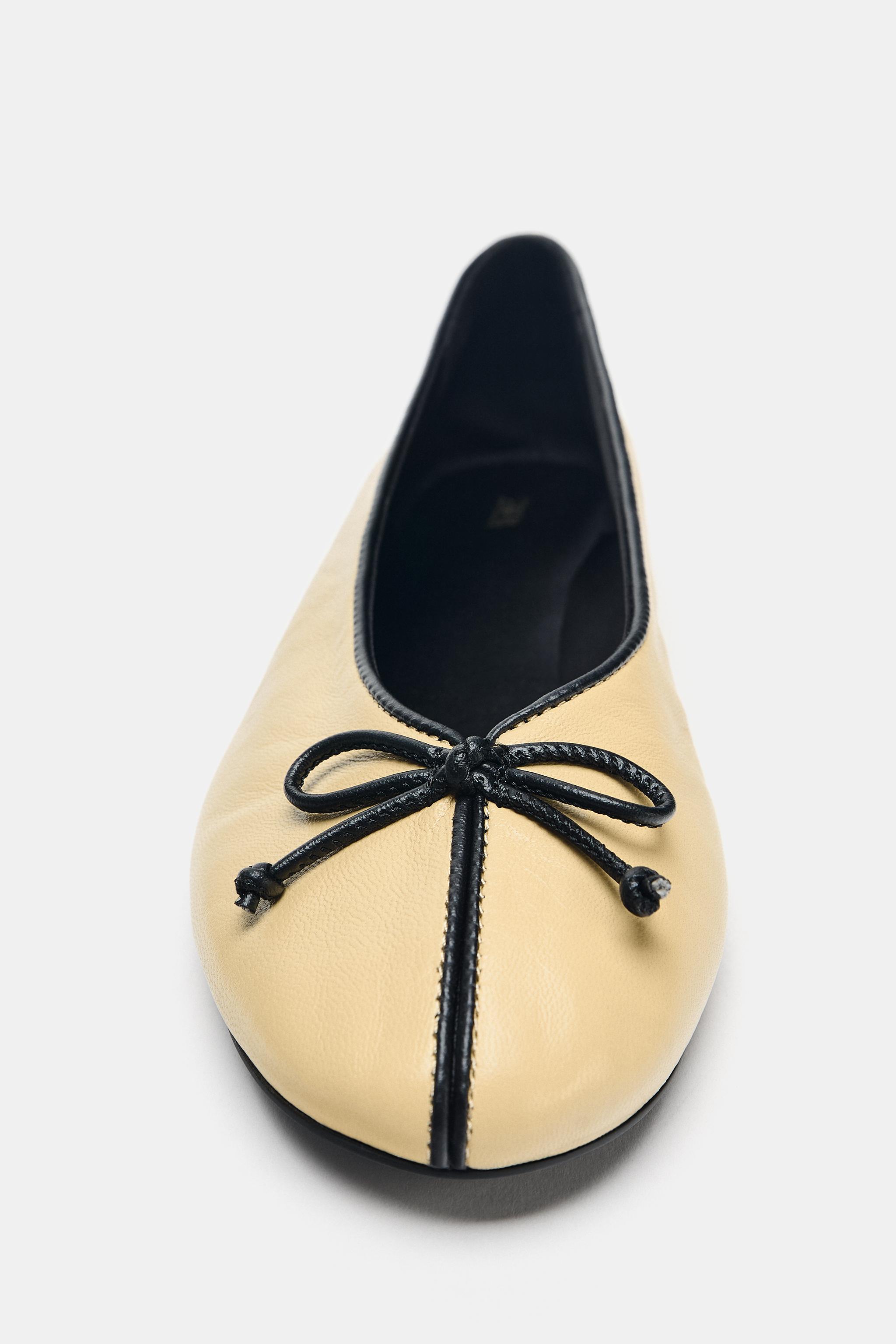 LEATHER BOW BALLET FLATS