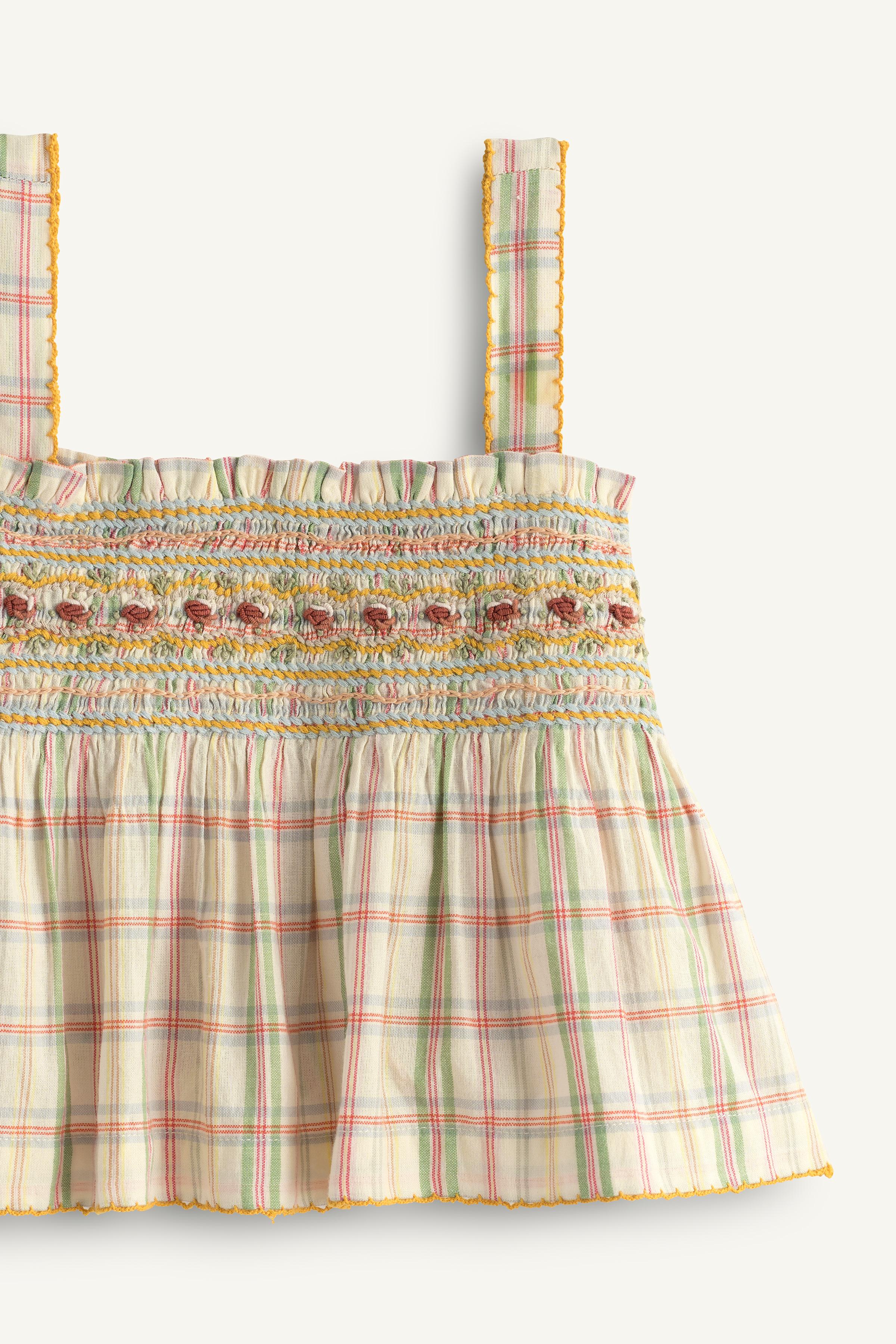 LIMITED EDITION PLAID EMBROIDERED FLORAL TOP
