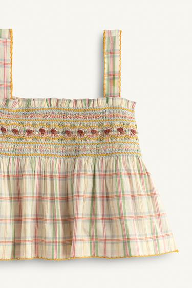 TOP À CARREAUX ET FLEURS BRODÉES LIMITED EDITION - Multicolore de Zara - Image 8