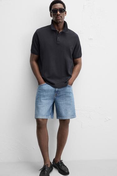 SHORT EN DENIM COUPE CLASSIQUE - Bleu moyen de Zara - Image 4