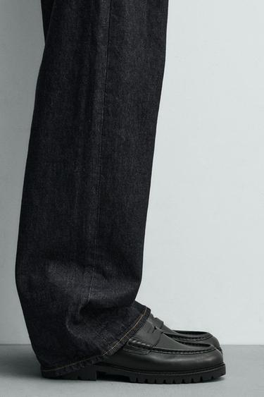 MOCASÍN PEL TRACK ANTEFACE - Negro de Zara - Imaxe 0