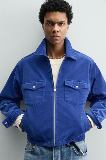 SURCHEMISE EN VELOURS CÔTELÉ À FERMETURE ÉCLAIR - Bleu moyen de Zara - Image 5