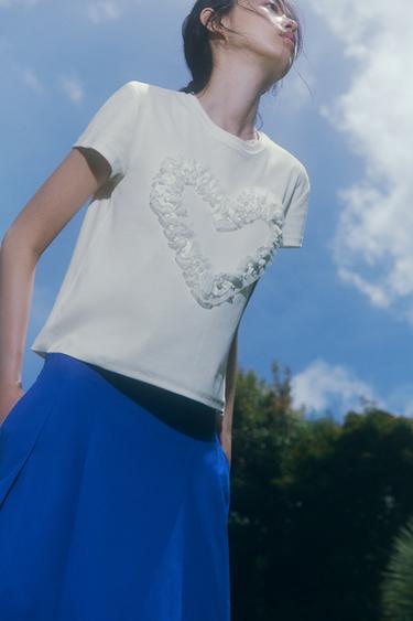 Tシャツ ハート レリーフホワイトZaraのTシャツ ハート レリーフ - ホワイト 