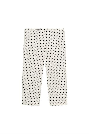 PANTALÓN CAPRI LUNARES - Blanco / Negro de Zara