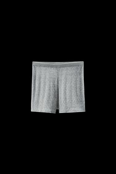 Zara FLOR POINTELLE SHORTS - Gray - Image 0